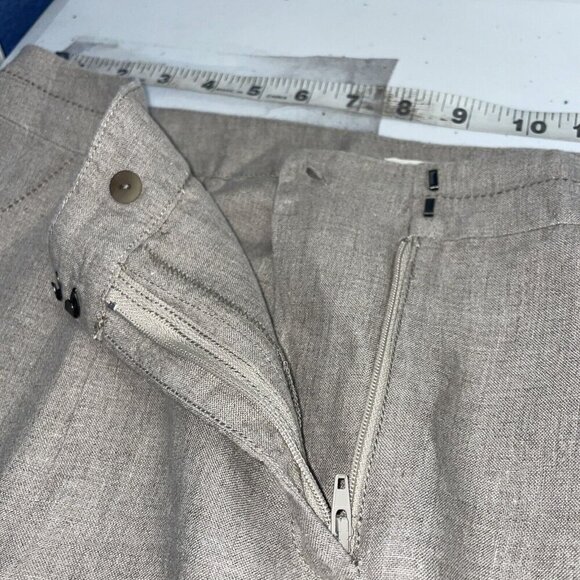 Eileen Fisher Pants Womens size L Tan Linen straight Leg Crop pockets organic - Picture 6 of 11